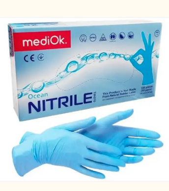 Перчатки нітрилові не опудрені L (100 шт), mediOk